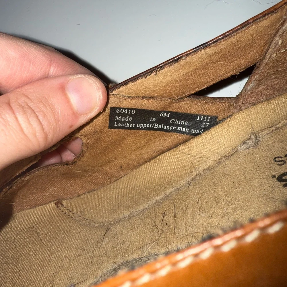 Clarks Tan Leather Flats with Woven Design